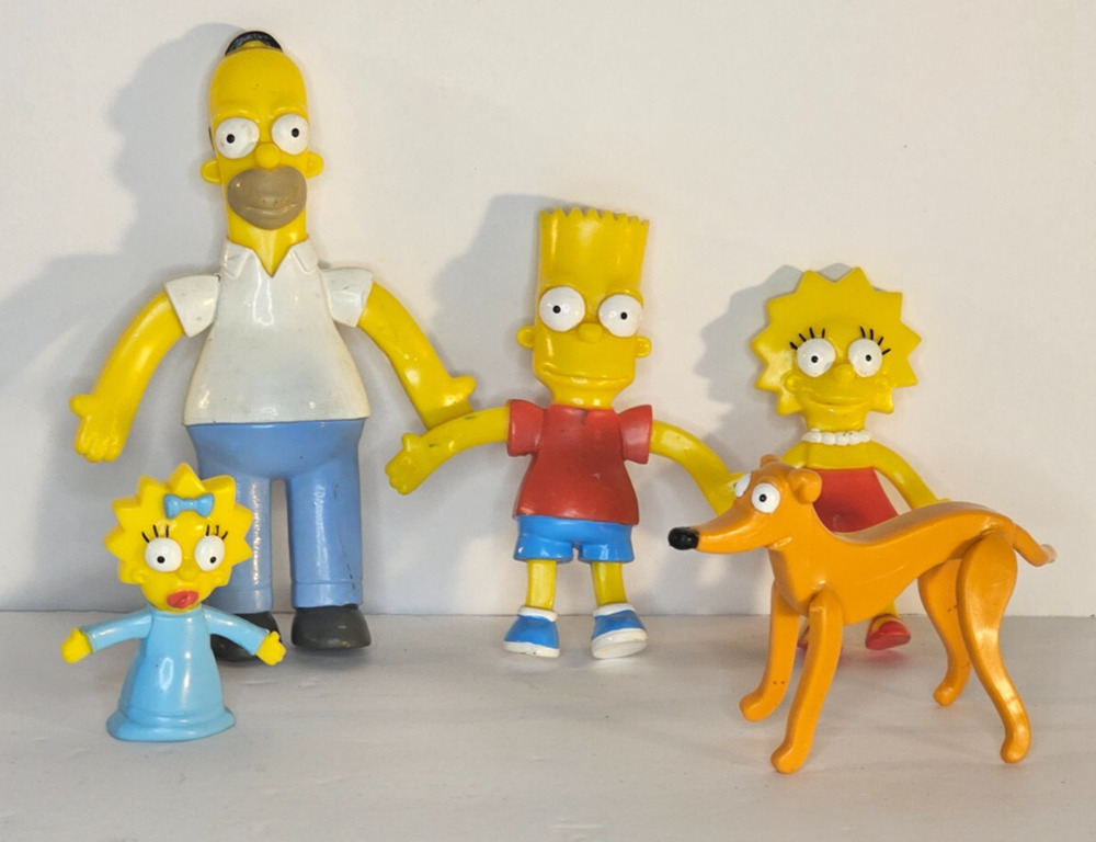 Vintage SIMPSON'S - Set of 5 Bendable Rubber "THE SIMPSONS" Figures 5"